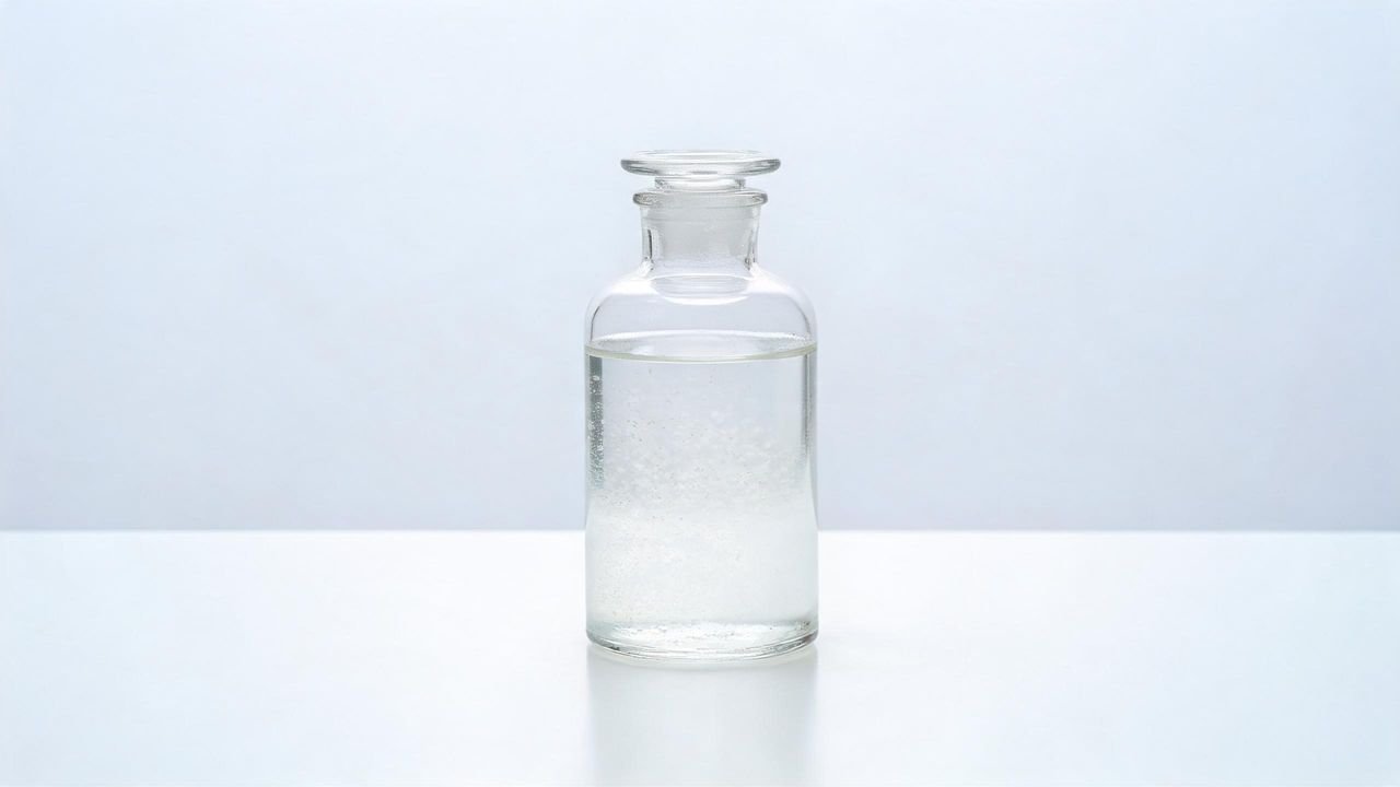 Clear galactomyces ferment essence in a minimalist bottle on a laboratory-style surface