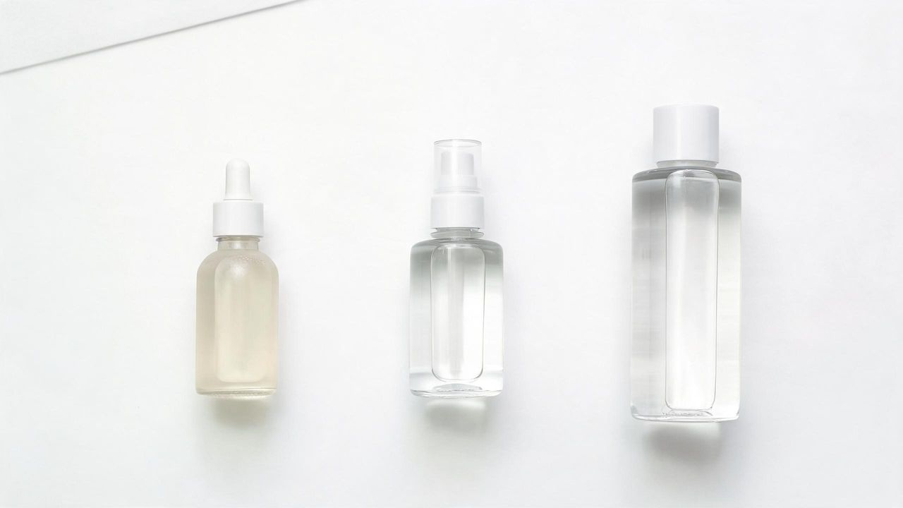 Korean AHA, BHA, and PHA exfoliant products arranged in a strength gradient from gentle to strong