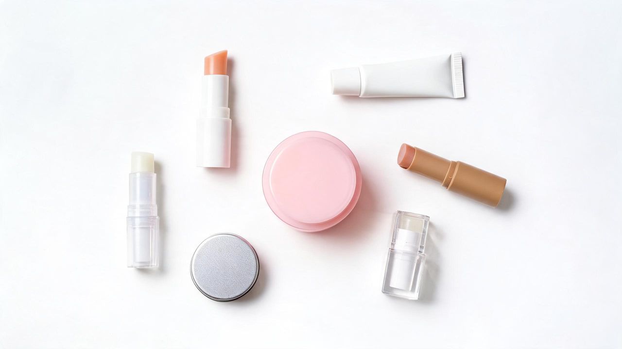 A pink lip sleeping mask pot surrounded by lip balm and ointment dupes