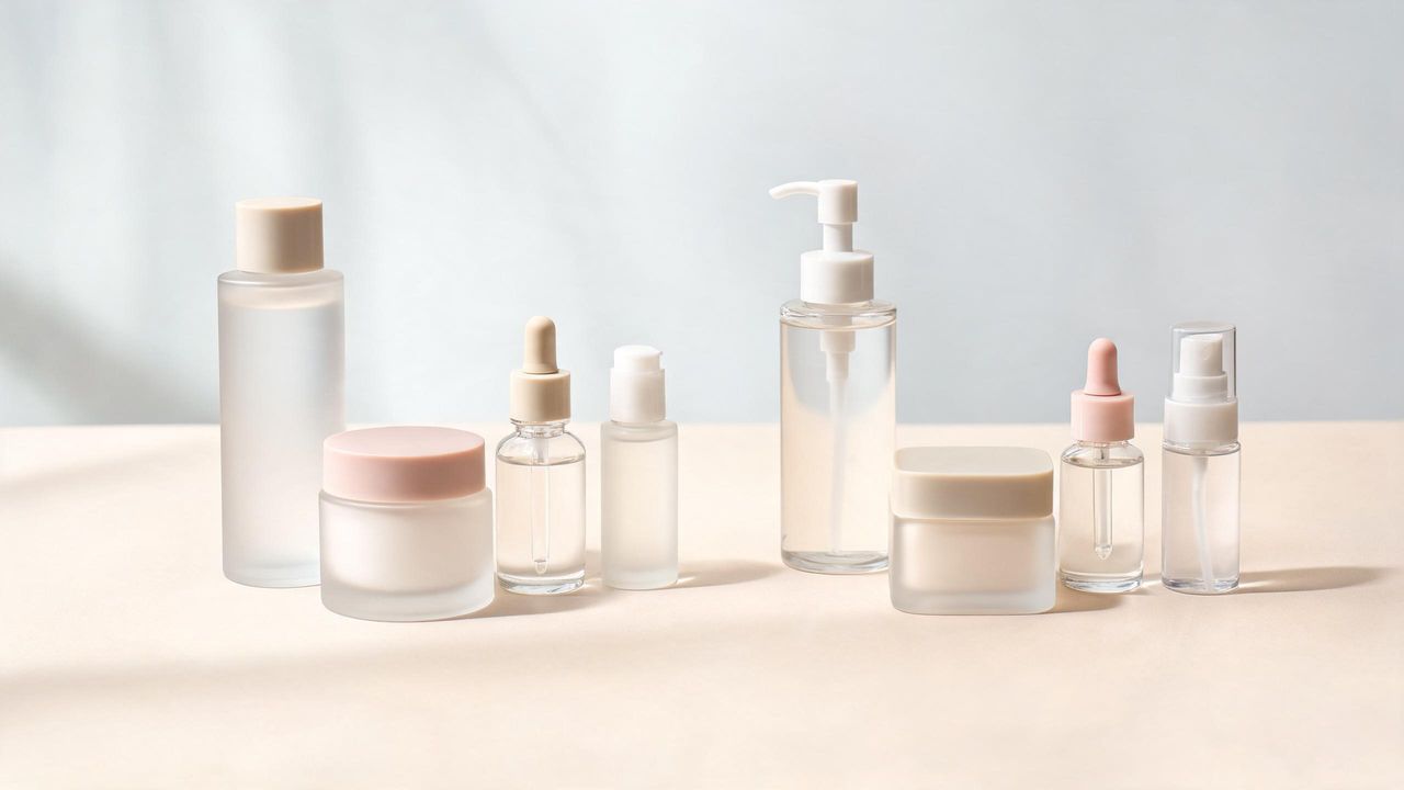 Two curated groupings of premium Korean skincare products in an editorial retail comparison layout